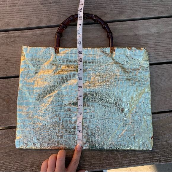 Vintage 60s Lady’s Pride Gold Foil Zipper Handbag - Picture 10 of 11